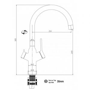 Kuhinjska armatura 3v1 za pod pultni filter mat črna - Slika 3