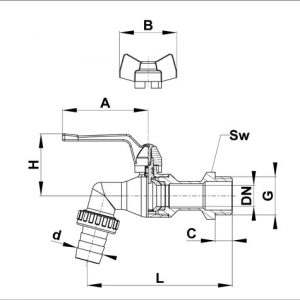 Vrtna krogelna slavina 3/4” Kovina - Slika 2