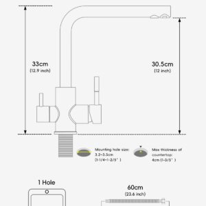 Kuhinjska armatura Appaso 3v1 za pod pultni filter - Slika 4